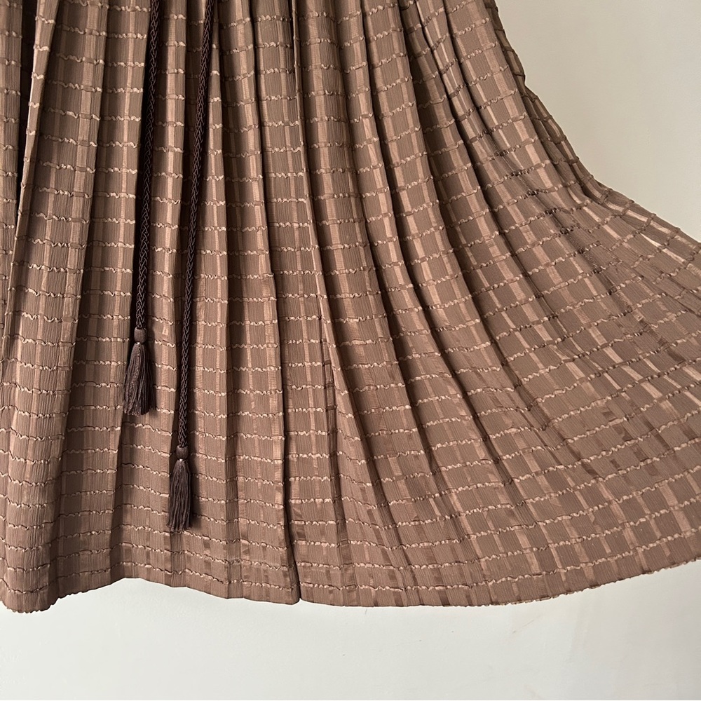 Vintage Plaid Golden Double Layer MIDI Dress - Picture 4 of 10